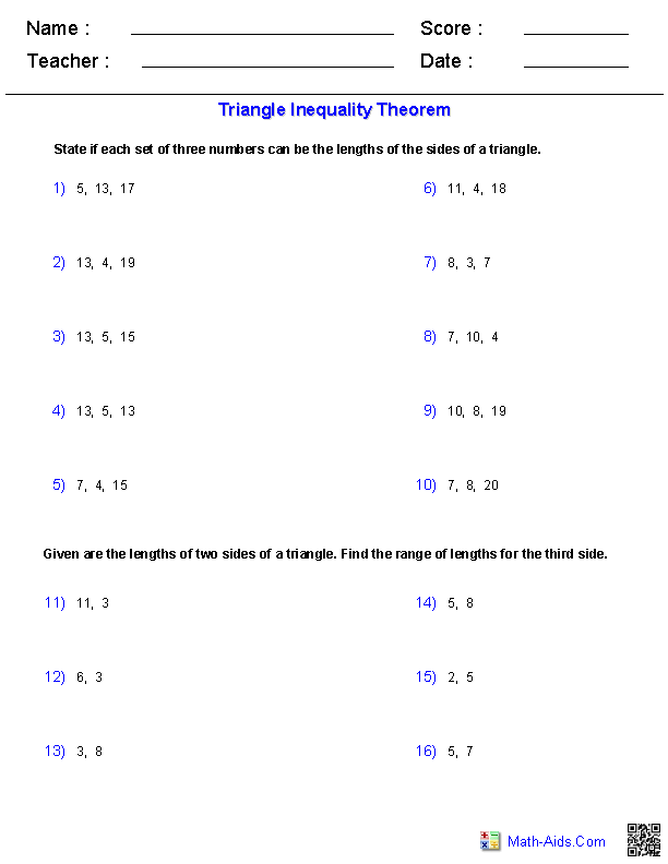 Geometry Worksheets | Triangle Worksheets