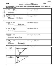 triangle inequality properties worksheet answers