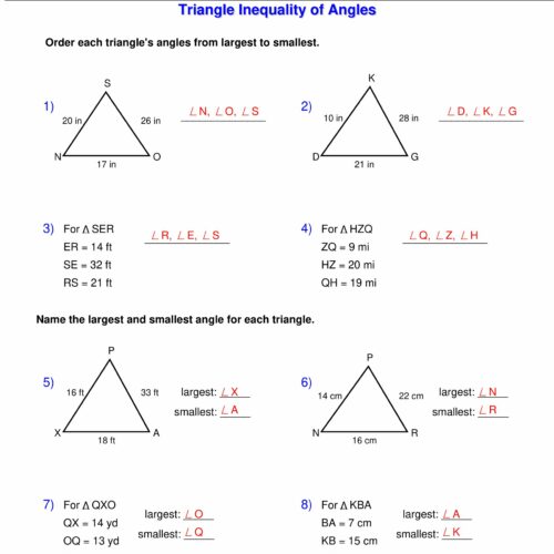 Triangle Inequalities of Angles Order triangles angle
