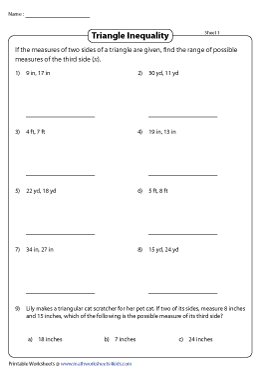 triangle inequality worksheet with answers