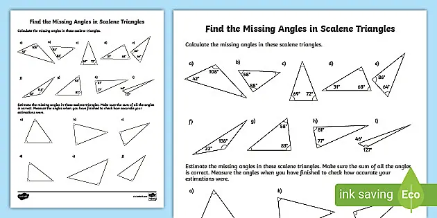Find the Missing Angles in Scalene Triangles Activity