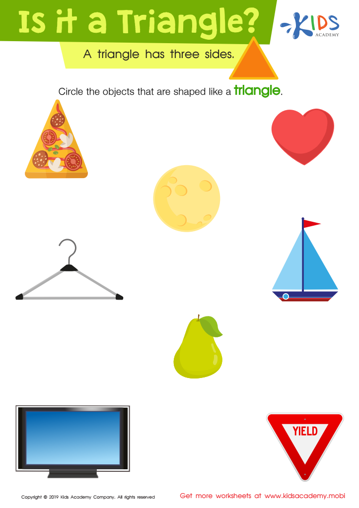 Is It a Triangle? Worksheet, Printable PDF for Kids