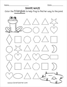 Free Triangle shape activity worksheets for school children