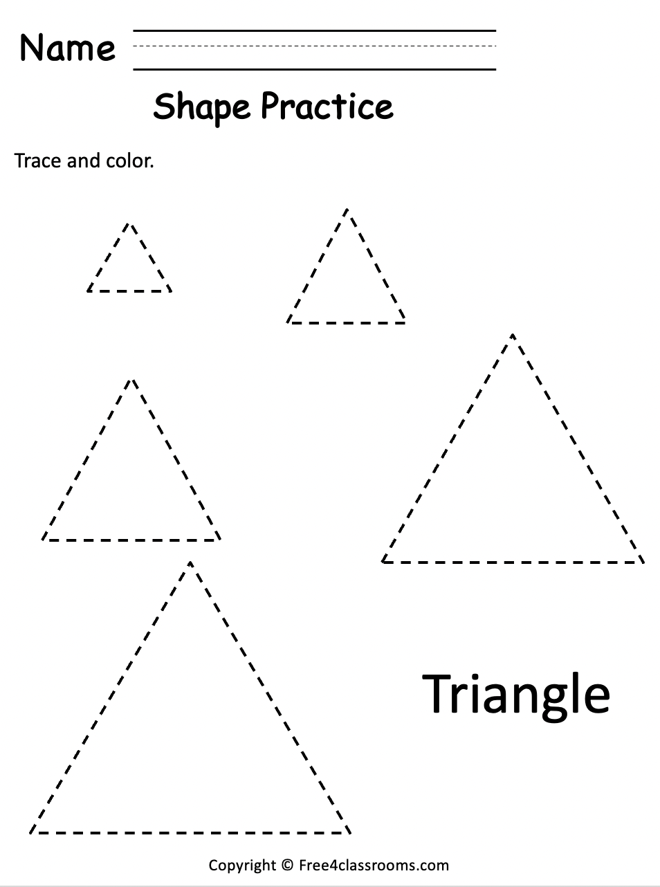 Free Preschool Tracing Worksheet - Triangle Shape - Free ...