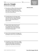 Area of Triangle - Problem Solving 16.4 Worksheet for 5th - 6th ...