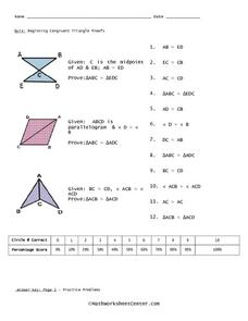 Quiz: Beginning Congruent Triangle Proofs Worksheet for 10th ...