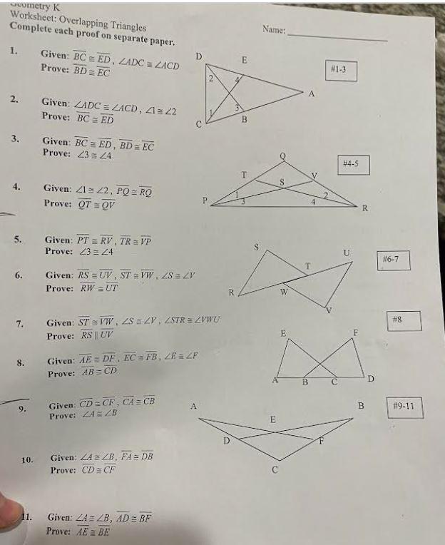 triangle proofs worksheet with answers