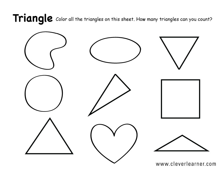 Free Triangle shape activity worksheets for school children