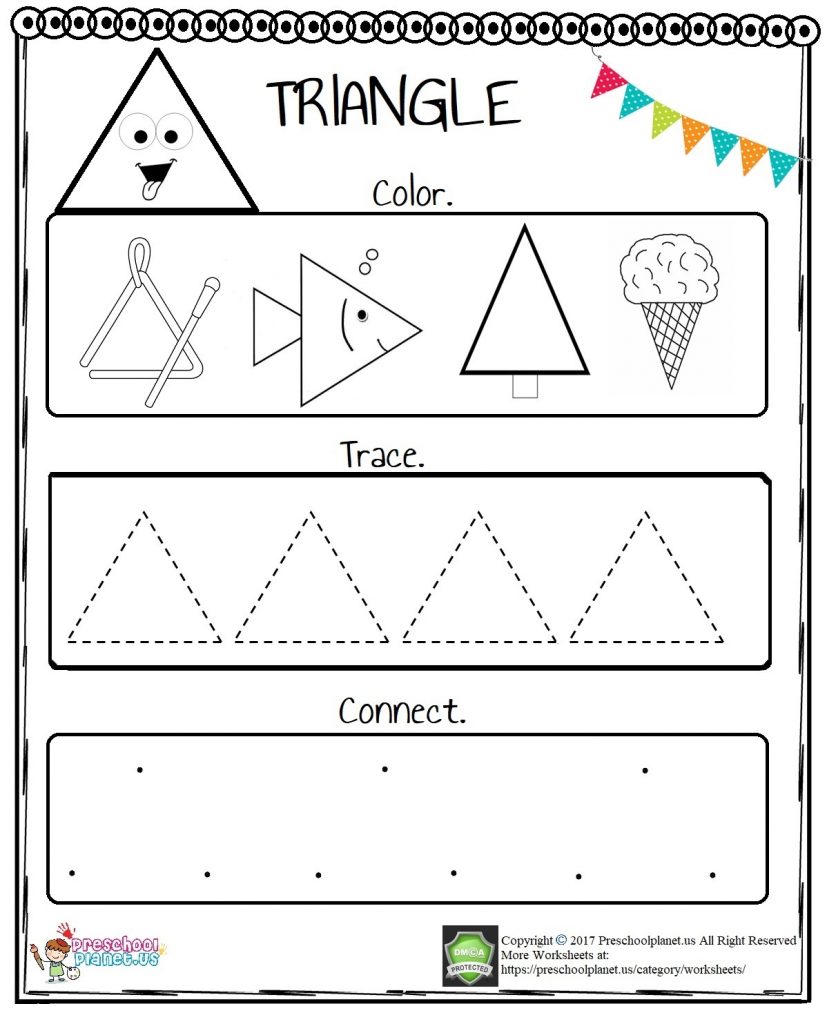 triangle shape worksheet for preschoolers