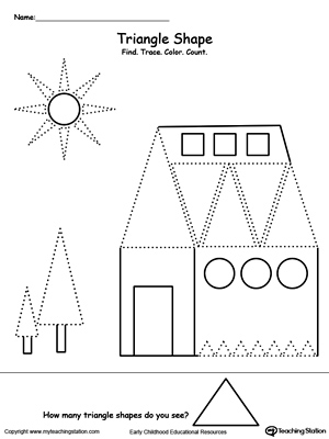 FREE* Find, Trace, Color and Count the Shapes: Triangle ...