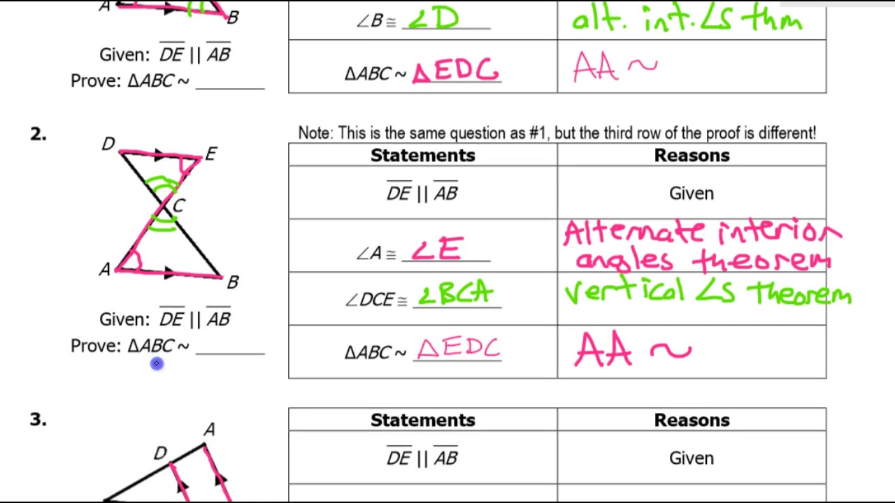 Day 14 HW Triangle Similarity Proofs Worksheets Library