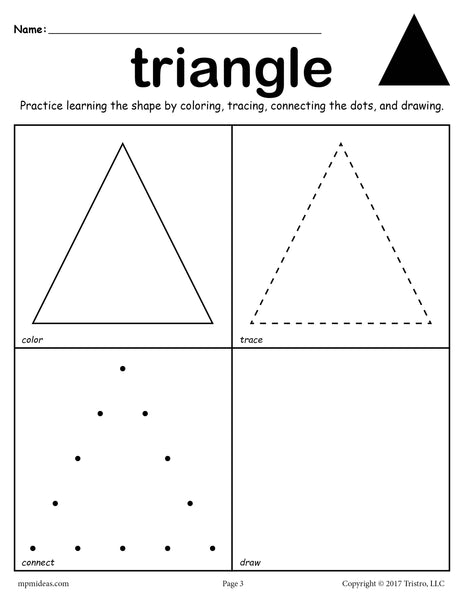 Triangle Worksheet - Color, Trace, Connect, &  Draw!
