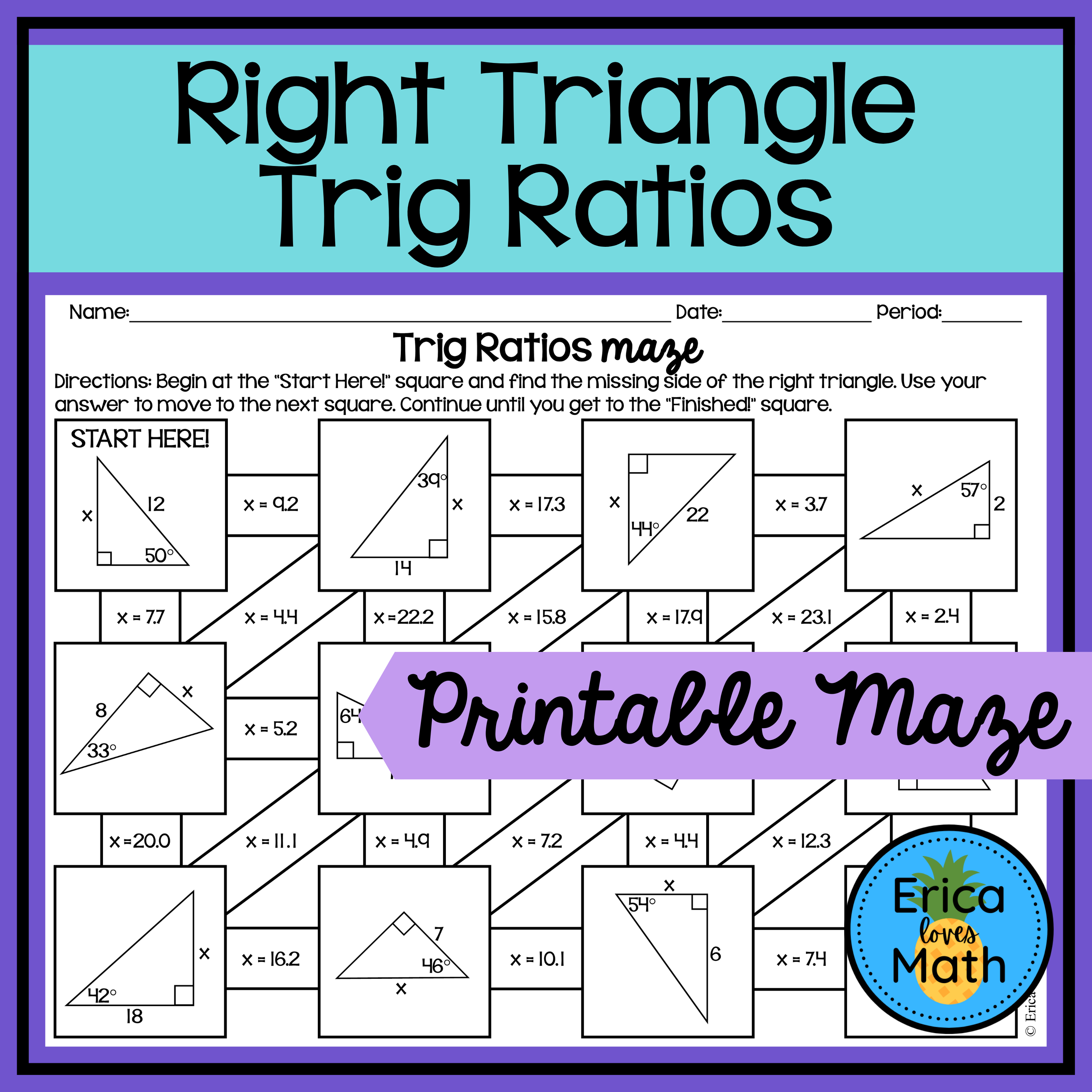 Right Triangle Trigonometry Worksheets - Worksheets Library