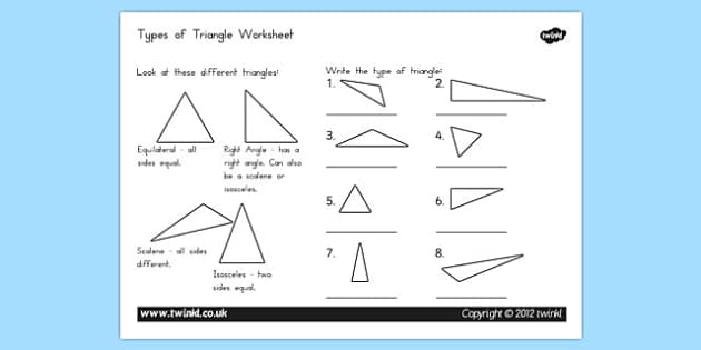 Types of Triangle Worksheet (teacher made) - Twinkl