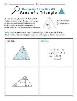 Geometry Detective: Area of a Triangle #3 | Worksheet 