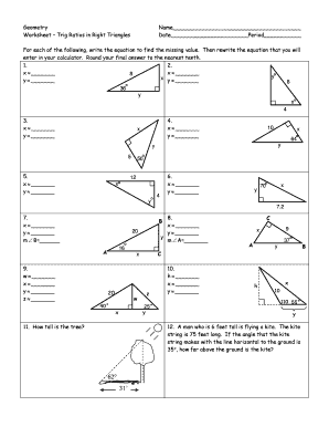 Geometry Worksheet Trig Ratios In Right Triangles - Fill and Sign ...