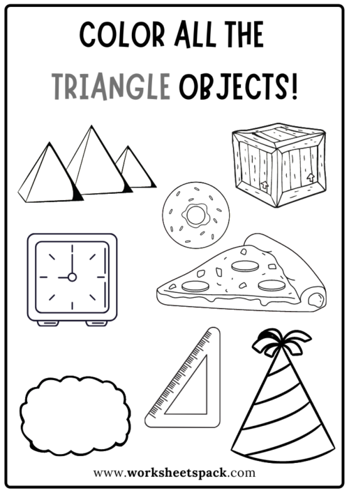 Color All the Triangles Worksheet, Triangle Shape Activity Sheets ...