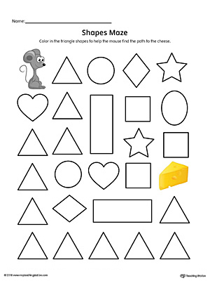 Triangle Shape Maze Printable Worksheet (Color ...
