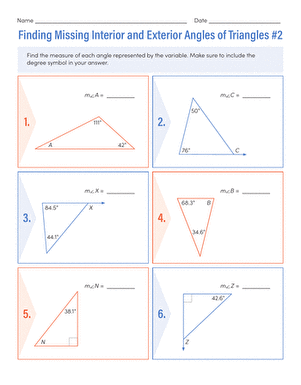 Finding Missing Interior and Exterior Angles of Triangles #2 ...