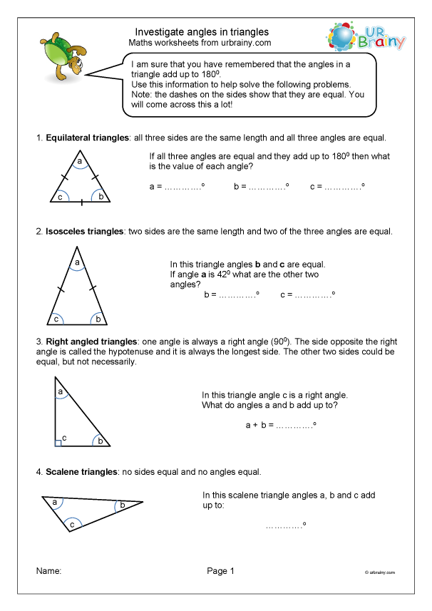 Investigate angles in triangles - Geometry (Shape) Maths ...