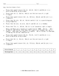 Coordinate Geometry Proofs Worksheet for 10th Grade | Lesson Planet