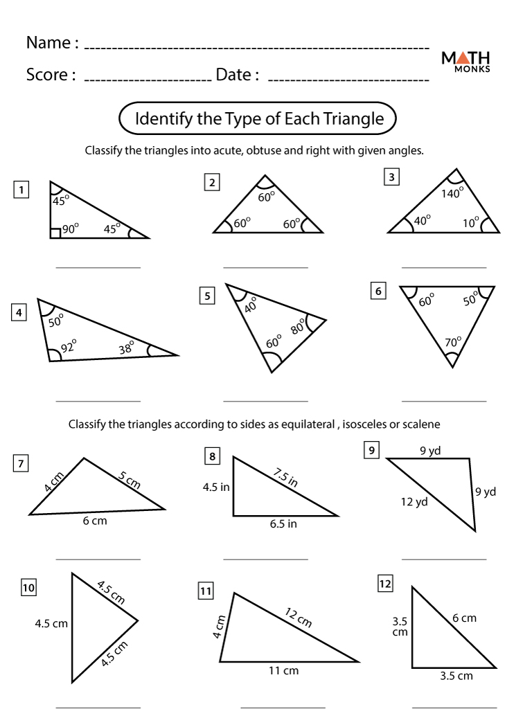 Triangle Worksheets - Math Monks