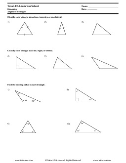 Worksheet: Triangle Angle Sum Theorem - Classifying Triangles ...