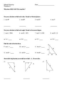 Trigonometric Function Worksheet for 10th Grade | Lesson Planet