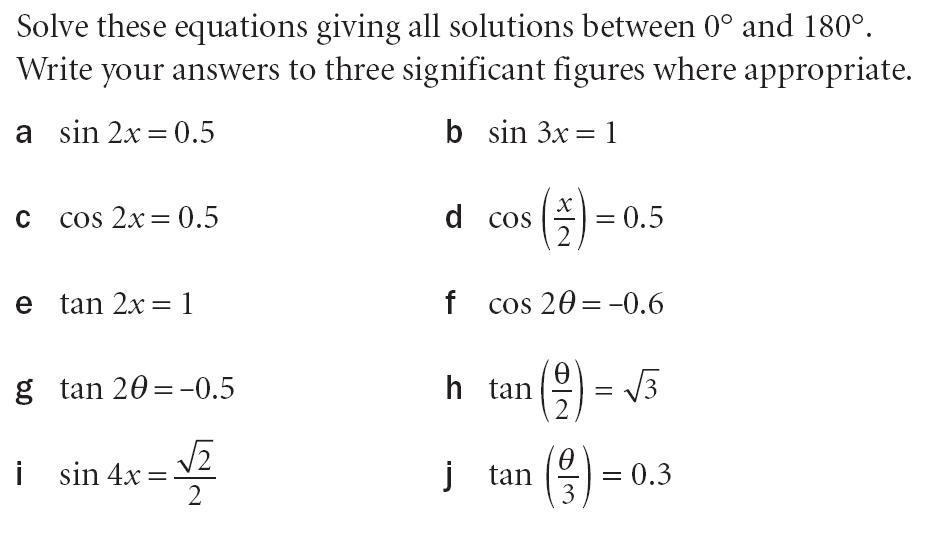 C2 Solving Trigonometric Equations | Maths Teaching - Worksheets Library