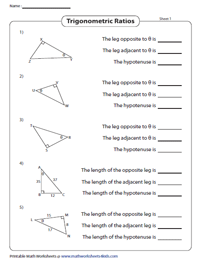 Trigonometric Ratios Worksheets