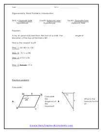 Trigonometry Word Problems Worksheets