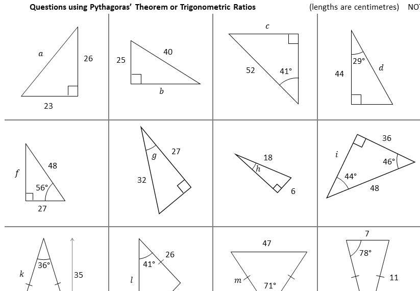 Mixed Pythagoras &  Trigonometry Questions - Go Teach Maths ...