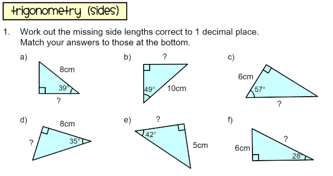 Pythagoras & Trigonometry - Worksheets Library