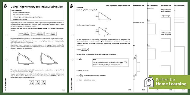 ? Trigonometry: Finding Sides Worksheet | Beyond Maths