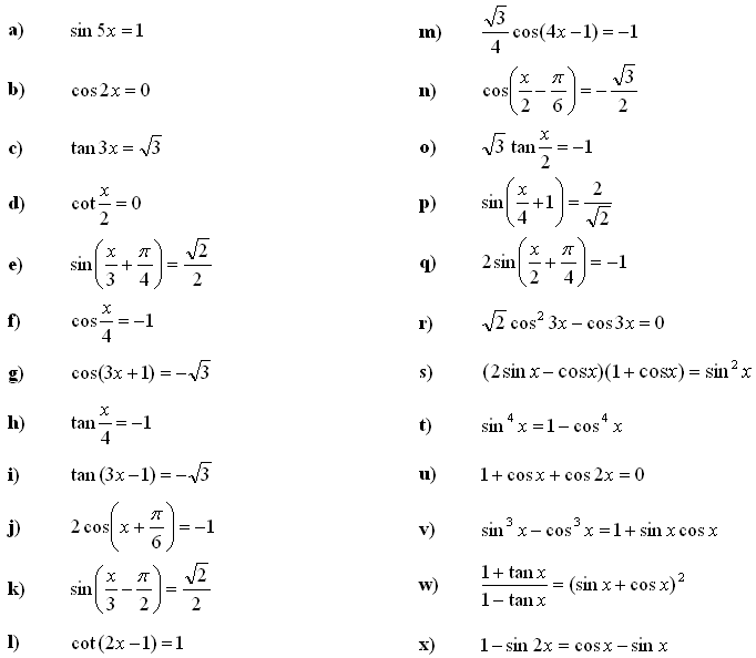 Math Exercises &  Math Problems: Trigonometric Equations and ...
