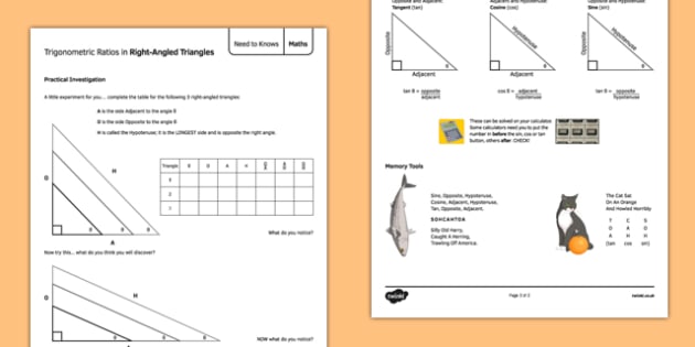 trigonometric ratios worksheet