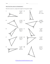 Right Triangle Trigonometry Worksheets