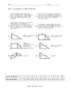 Trigonometric Word Problems Worksheet for 10th Grade | Lesson Planet