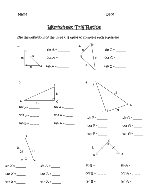 Trigonometric Ratios Worksheet 2020-2024 - Fill and Sign Printable ...