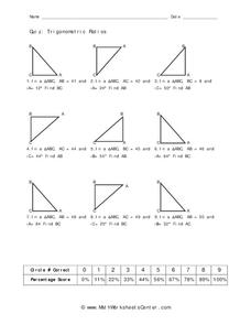 Trigonometric Ratios Worksheet for 10th Grade | Lesson Planet