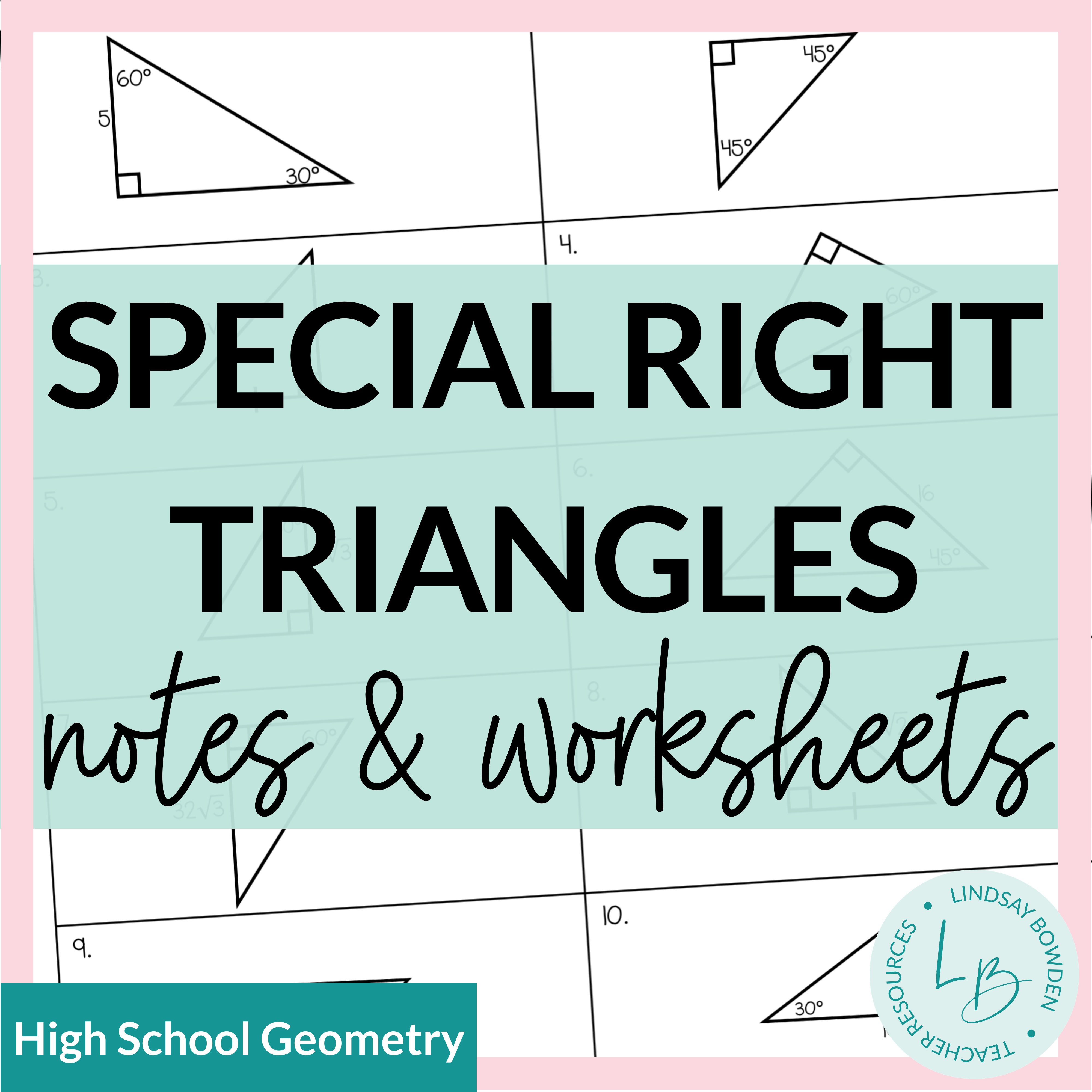 Special Right Triangles Notes and Worksheets Lindsay Bowden Worksheets Library
