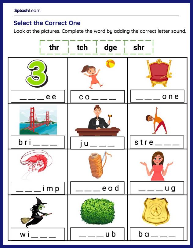 Trigraphs Worksheets for Kids Online - SplashLearn