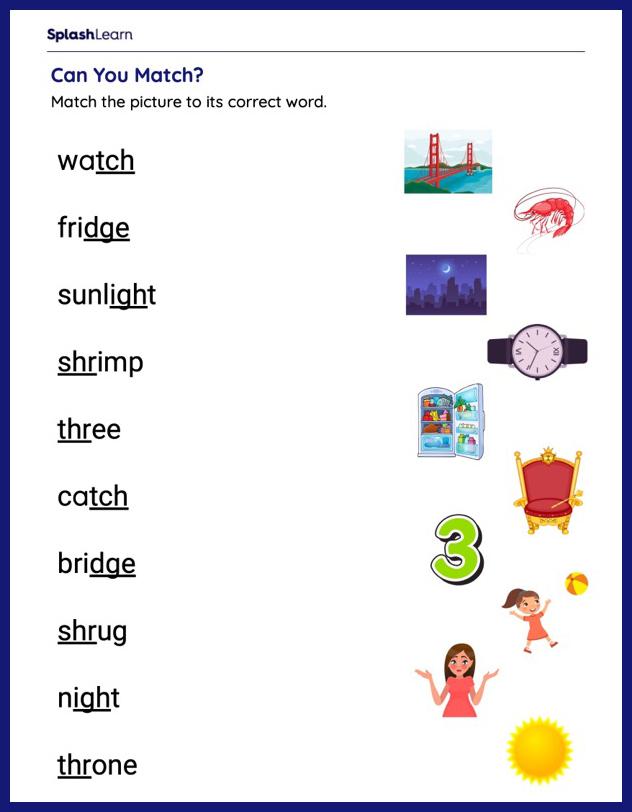 Trigraph TCH Worksheets for 2nd Graders Online - SplashLearn