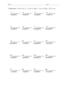 3 Digit by 1 Digit Division Lesson Plans &  Worksheets