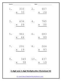 triple digit multiplication worksheet pdf