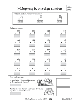 More multiplication practice, 1-digit by 3-digit numbers #2 | 4th ...