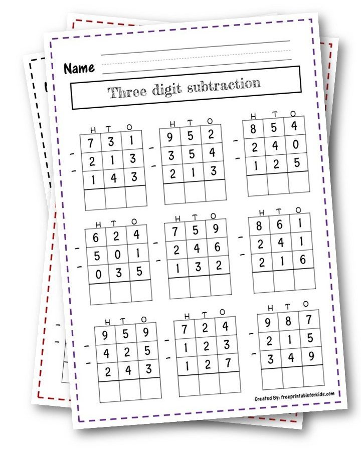 triple digit subtraction with regrouping worksheet