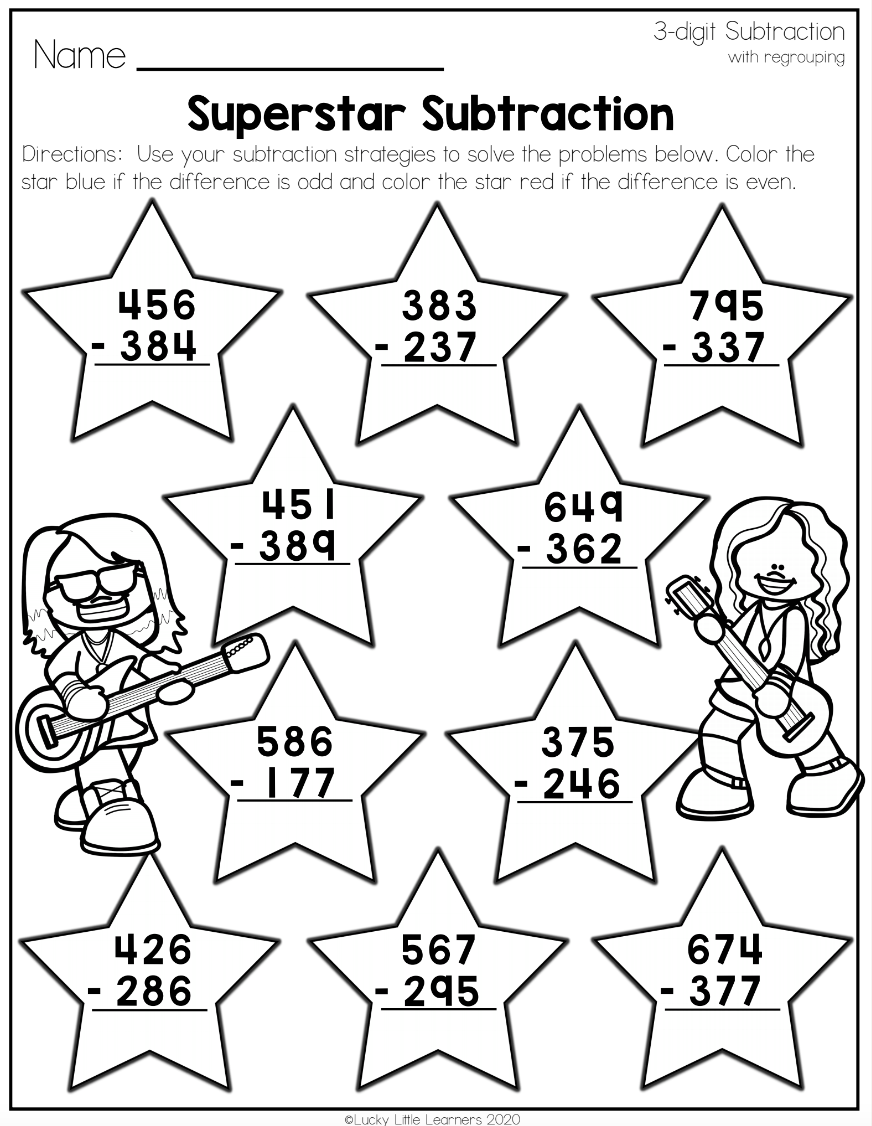 Using 2nd Grade Math Worksheets to Teach 3-Digit Subtraction With ...