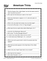 American Trivia Printable (5th - 8th Grade) - TeacherVision