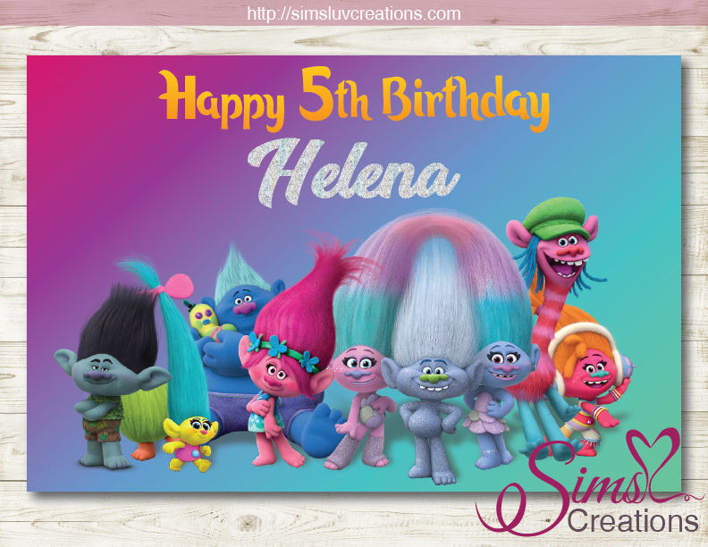 trolls printable happy birthday banner